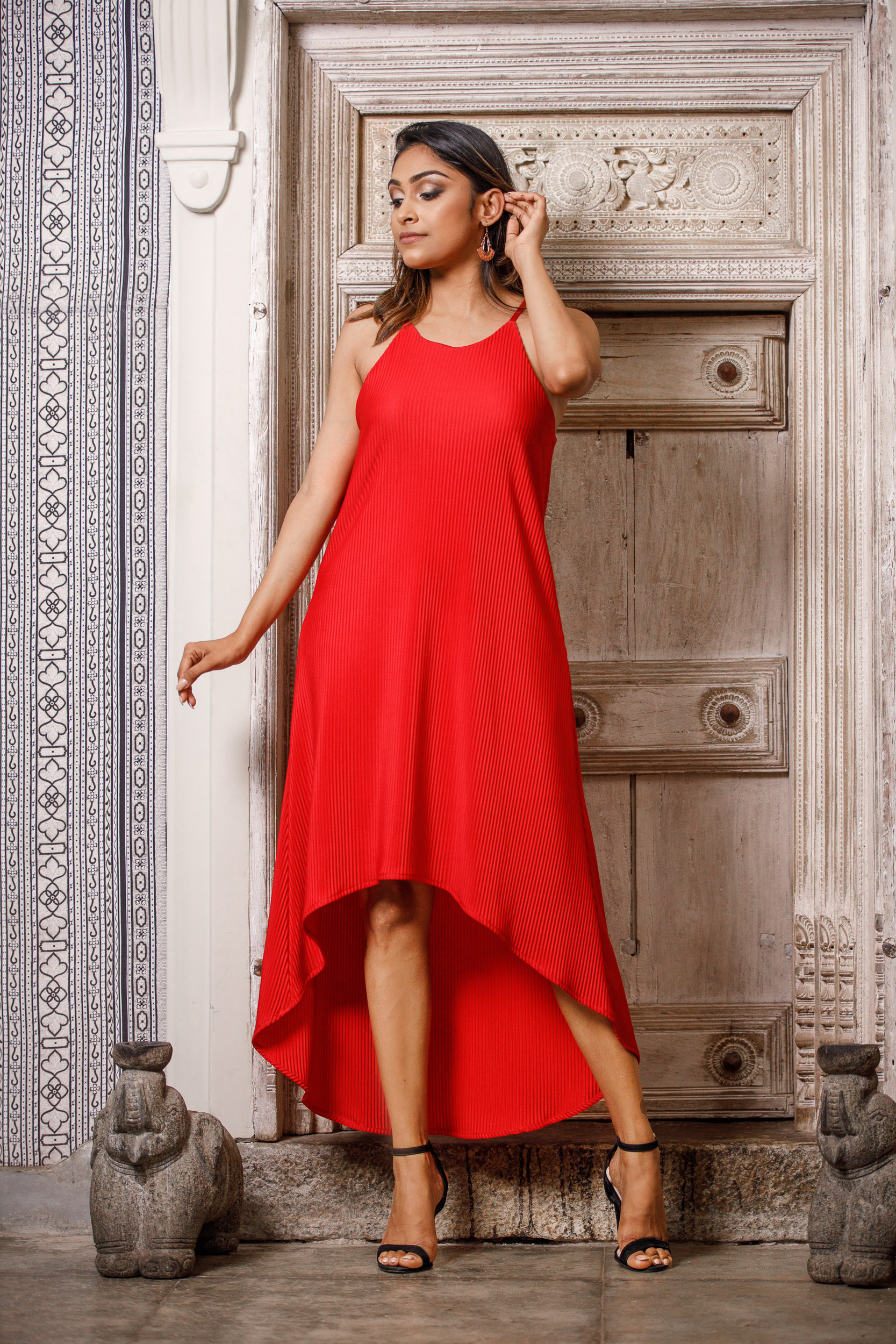 Red Crepe Dress