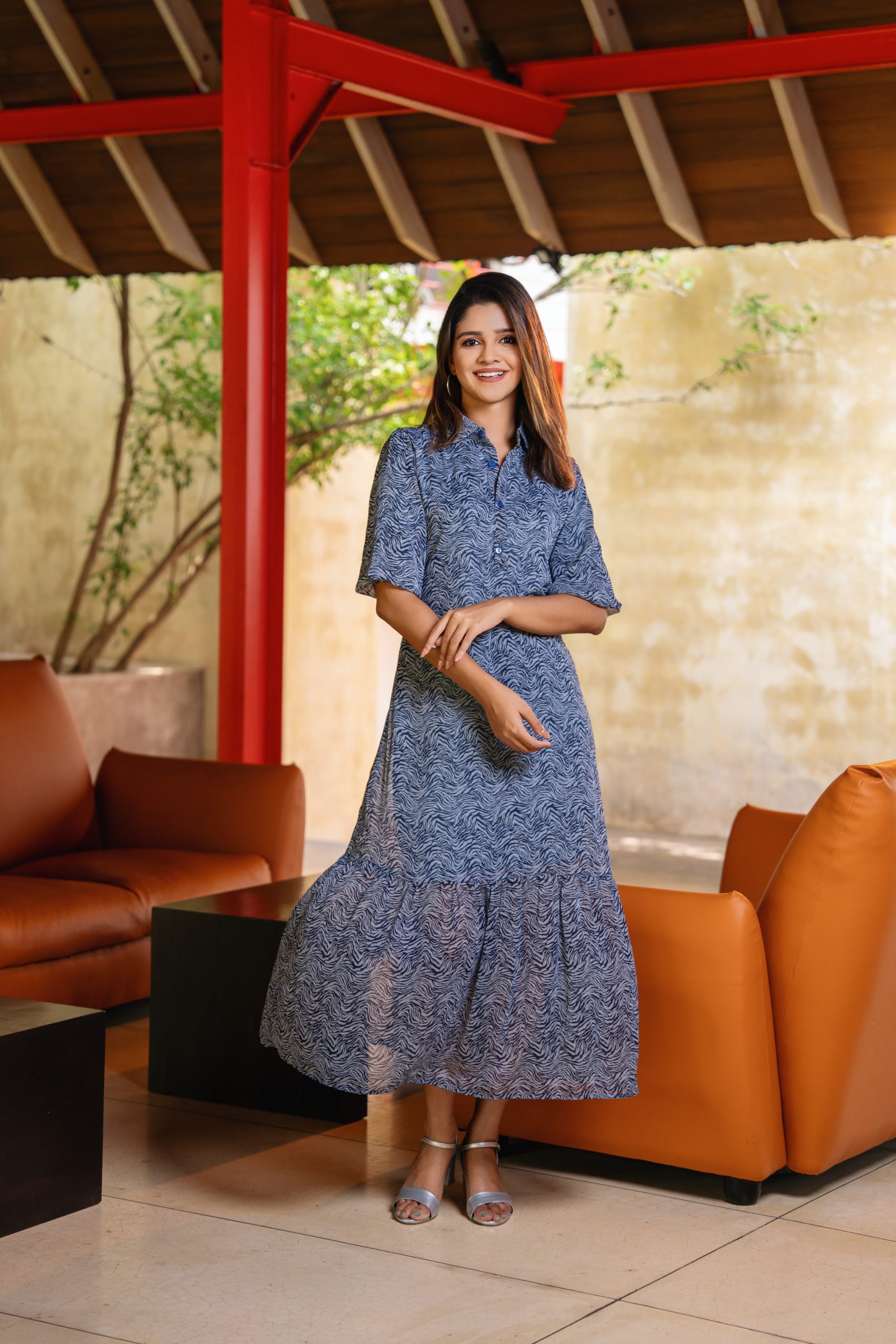Frill button dress 