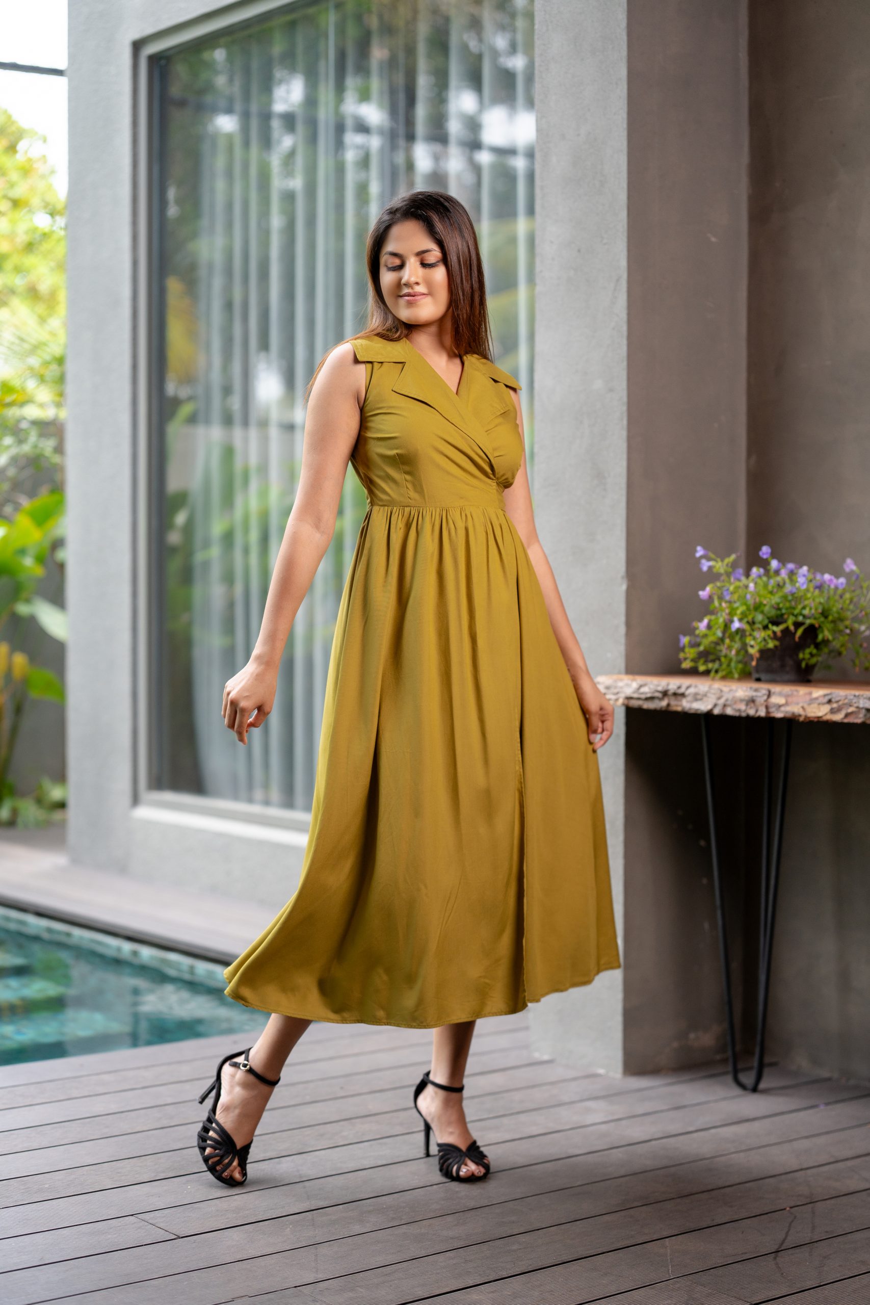 Collar Wrap Dress 