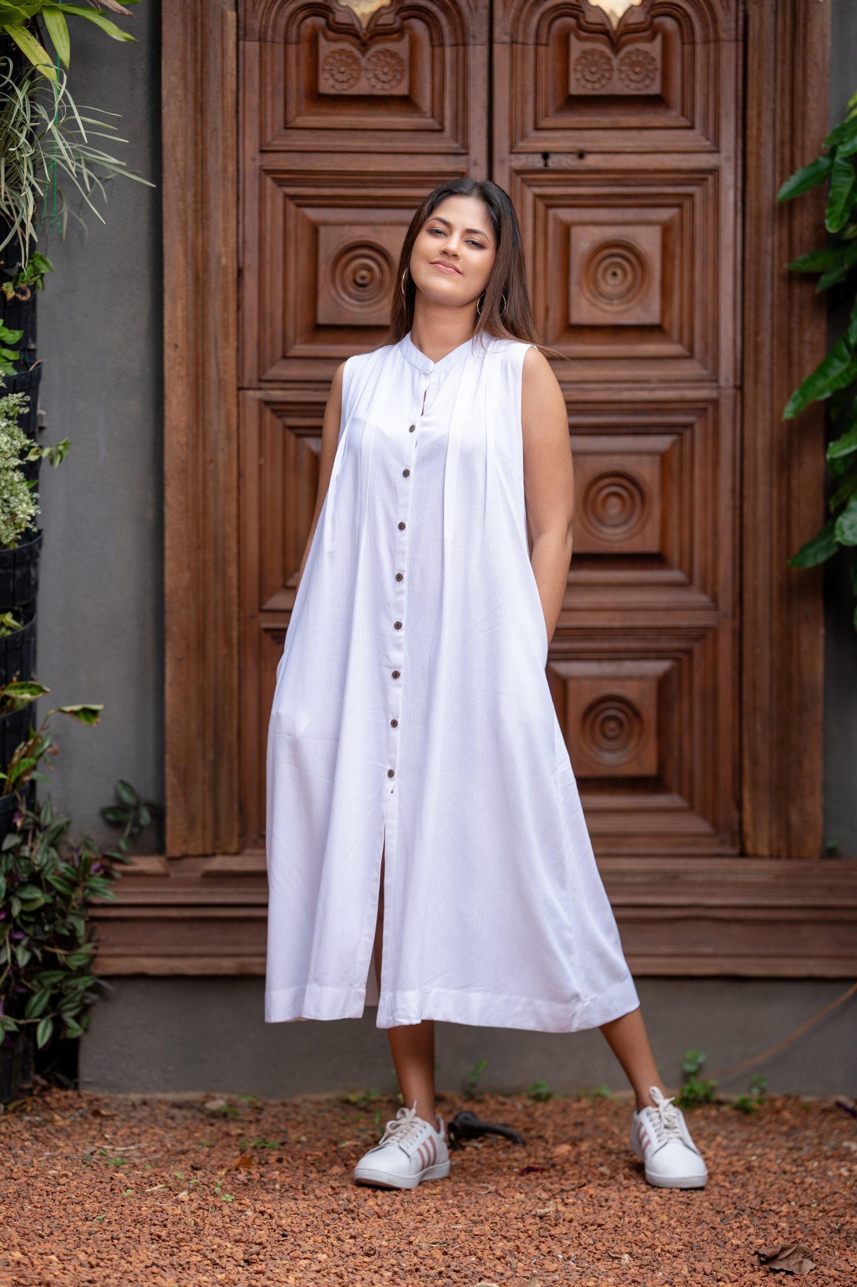 Cut away pleet dress
