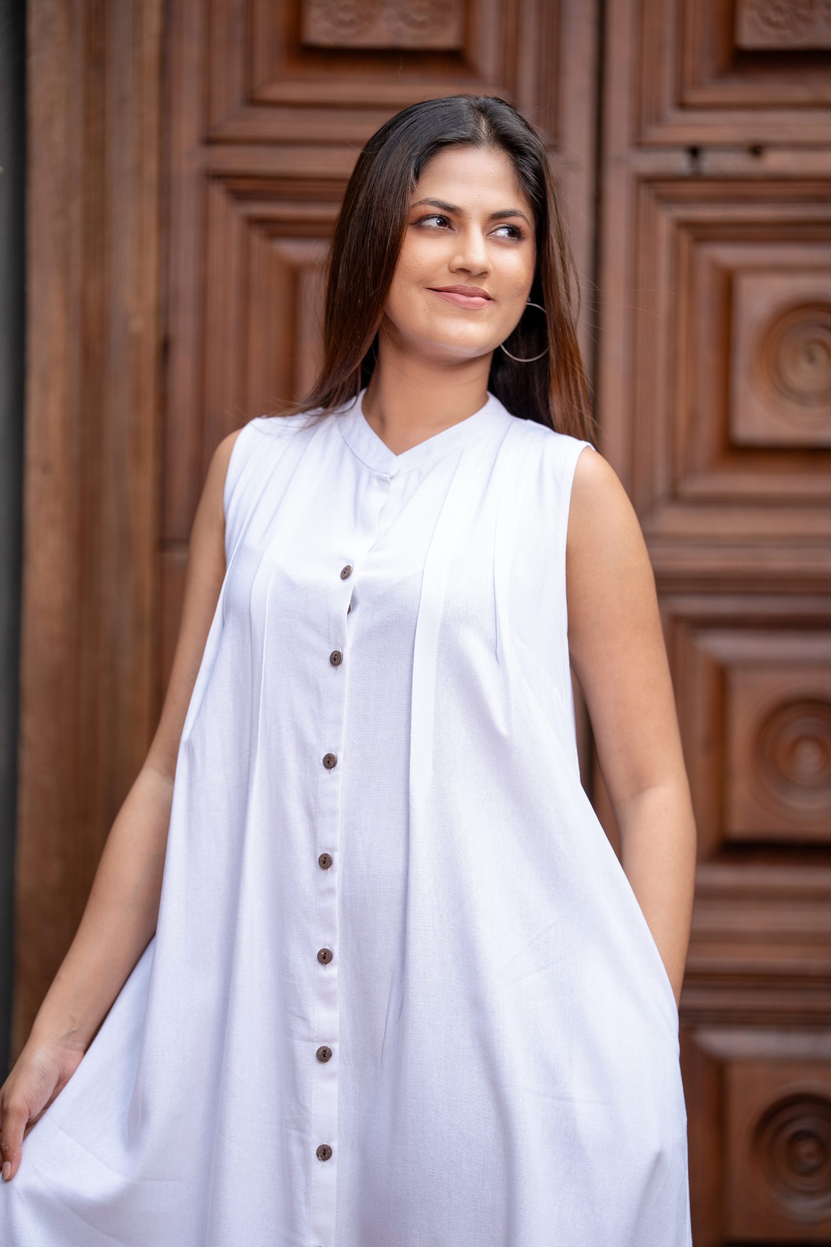 Cut away pleet dress