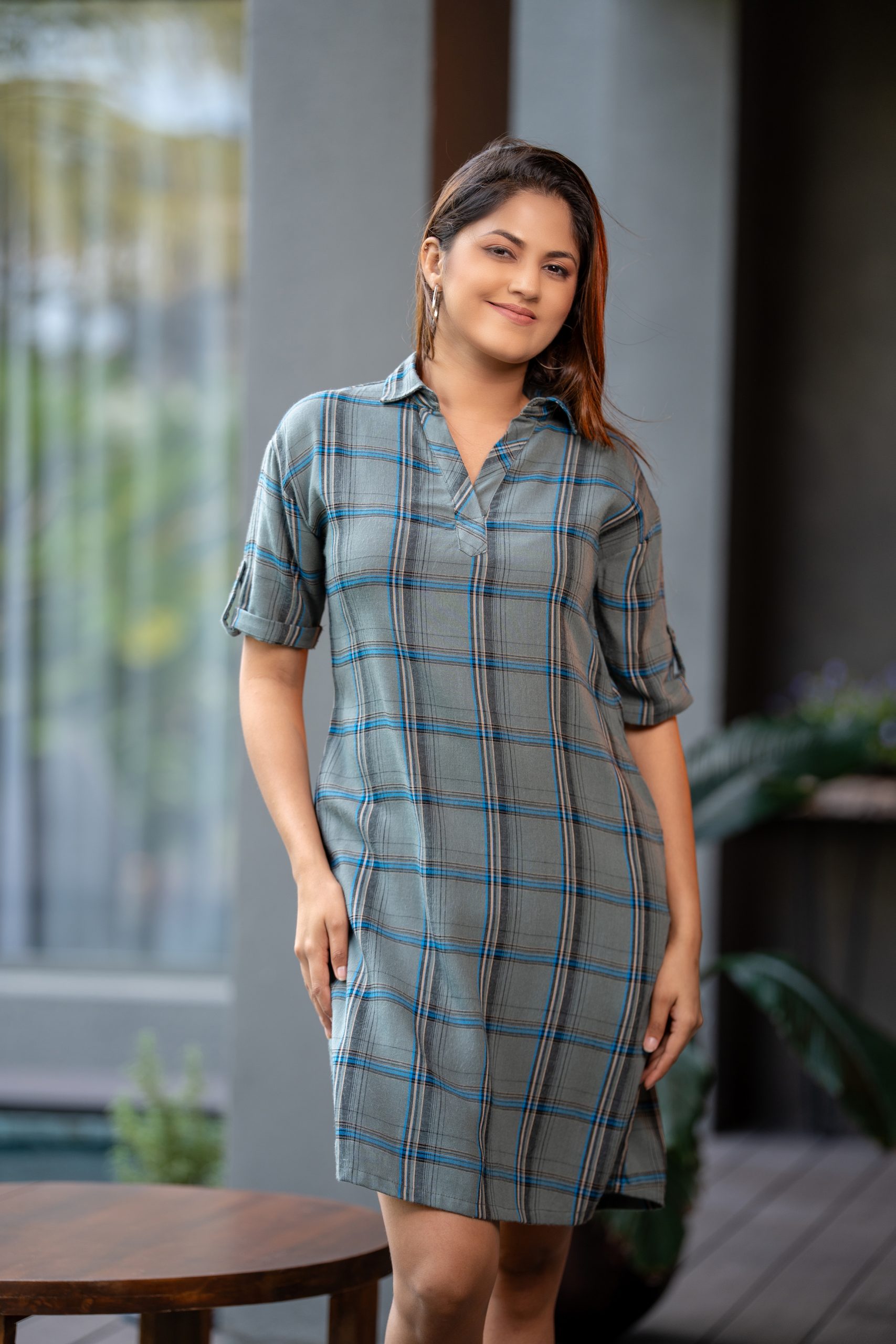 Check curve dress 