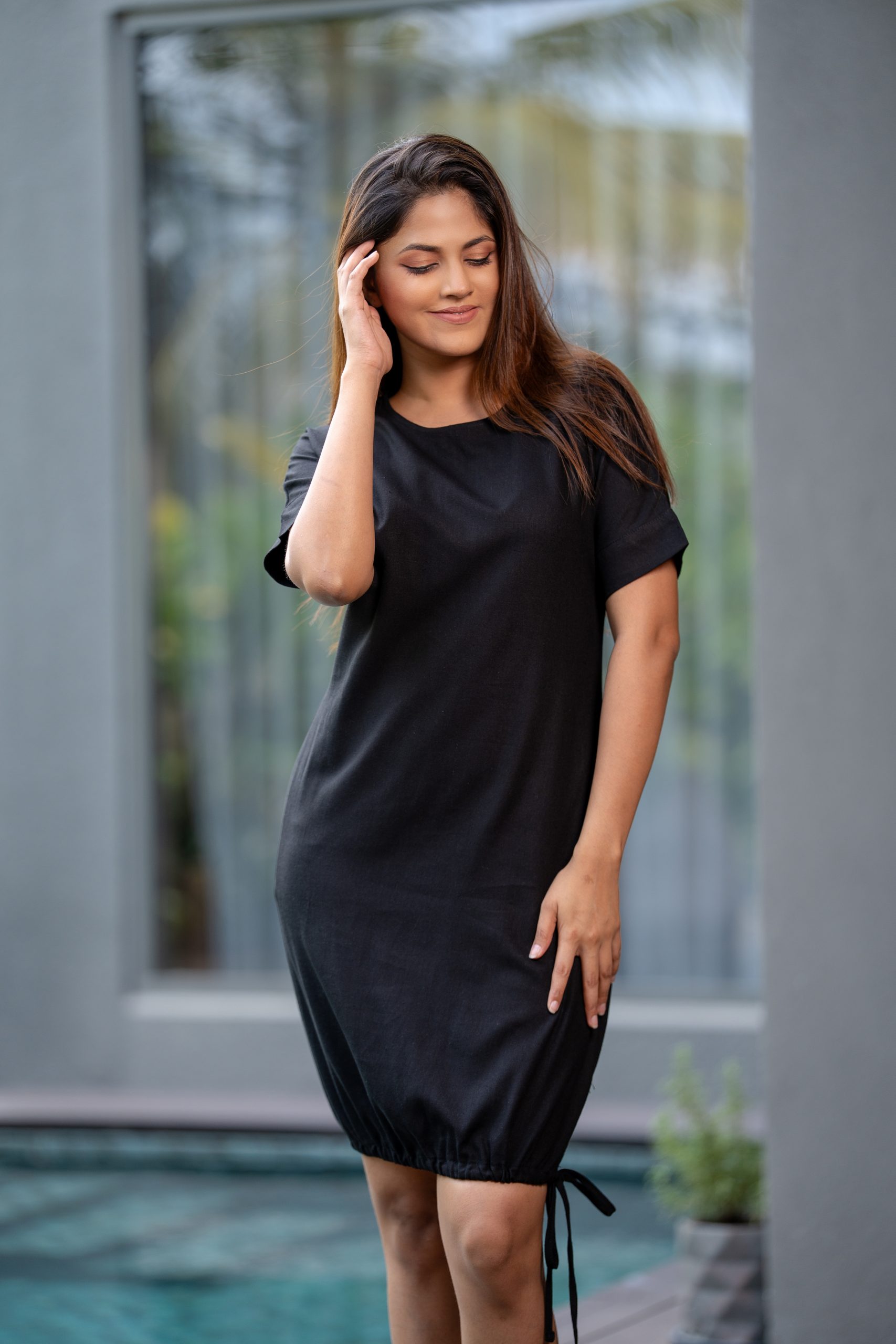 Linen Hem knot dress 