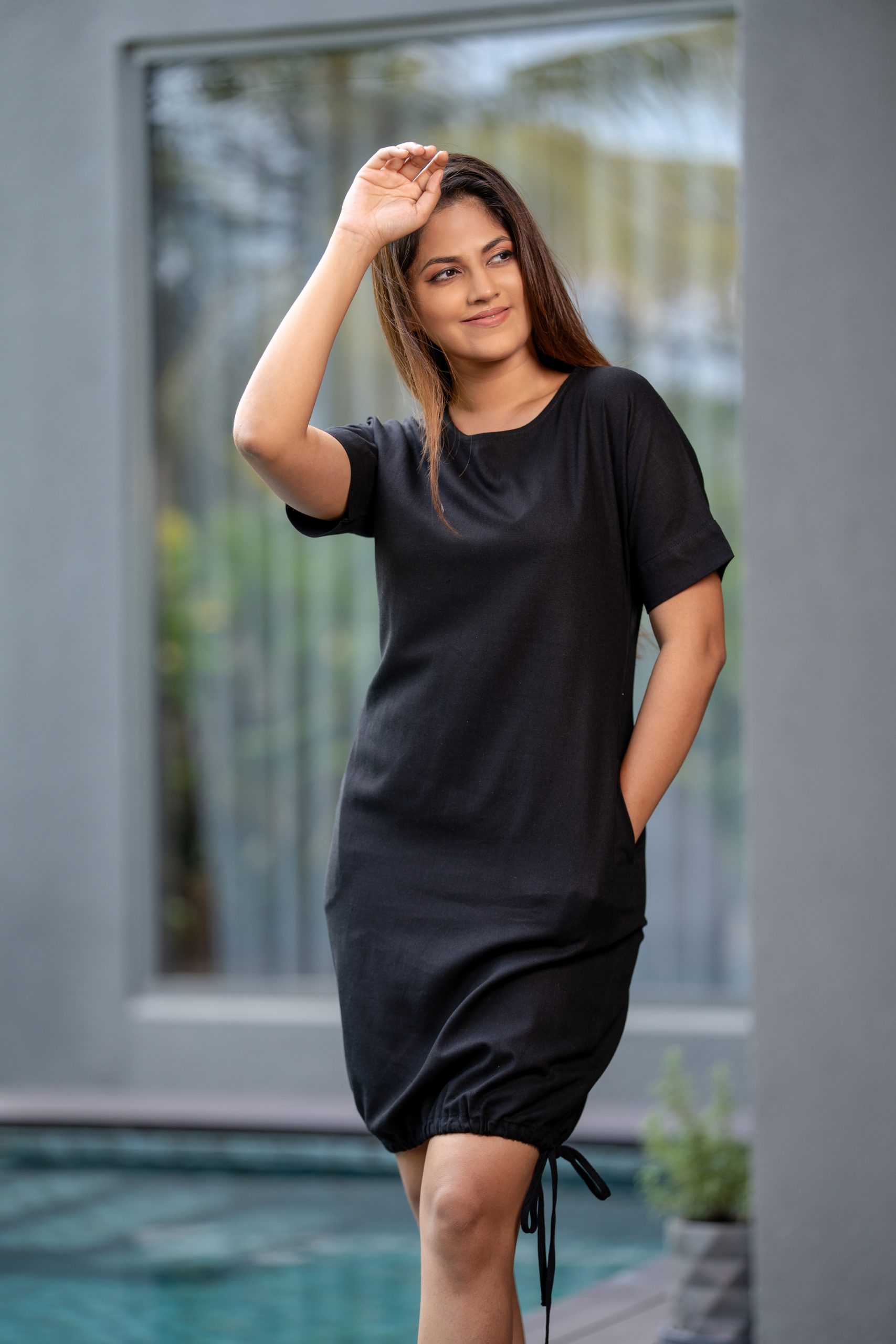 Linen Hem knot dress 