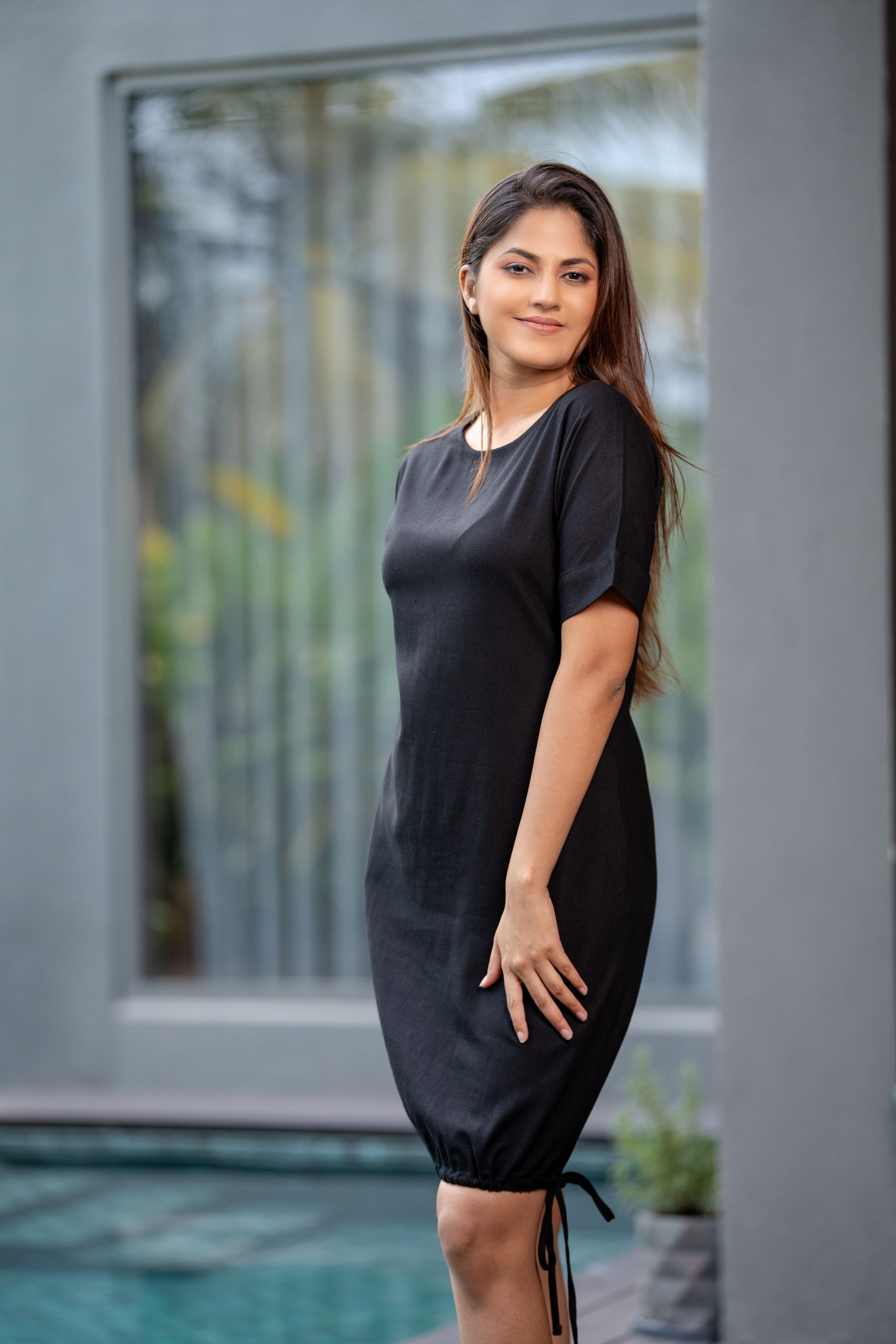 Linen Hem knot dress 