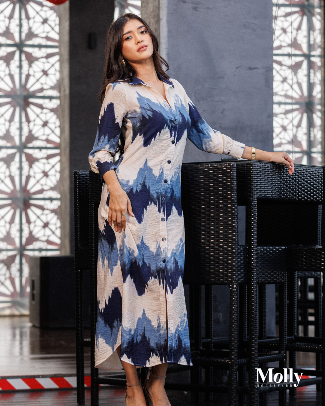 Abstract button dress