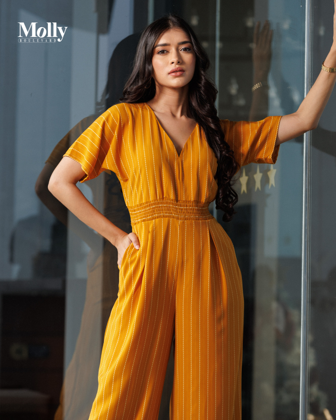 Yellow stripe jumpsuit 