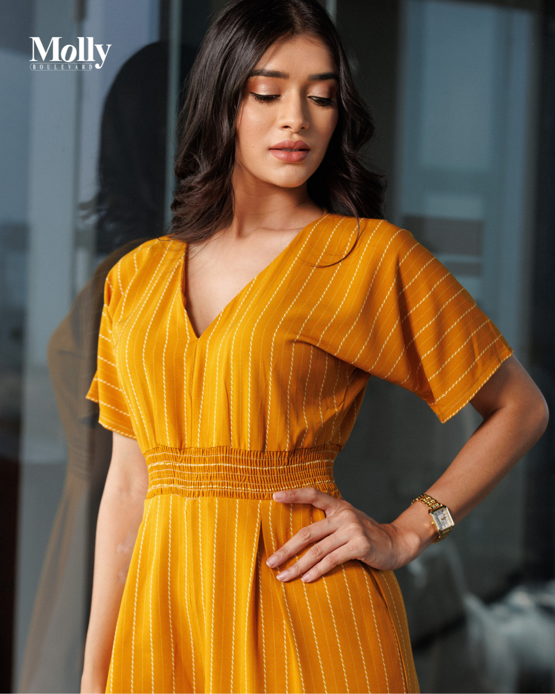 Yellow stripe jumpsuit 