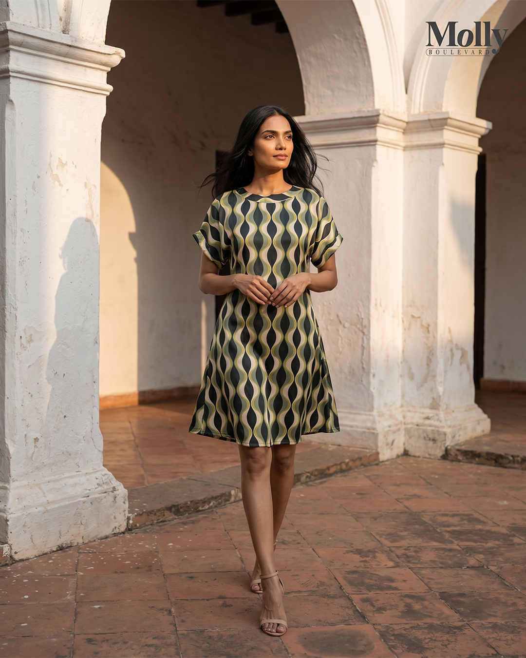 Marble print dress 