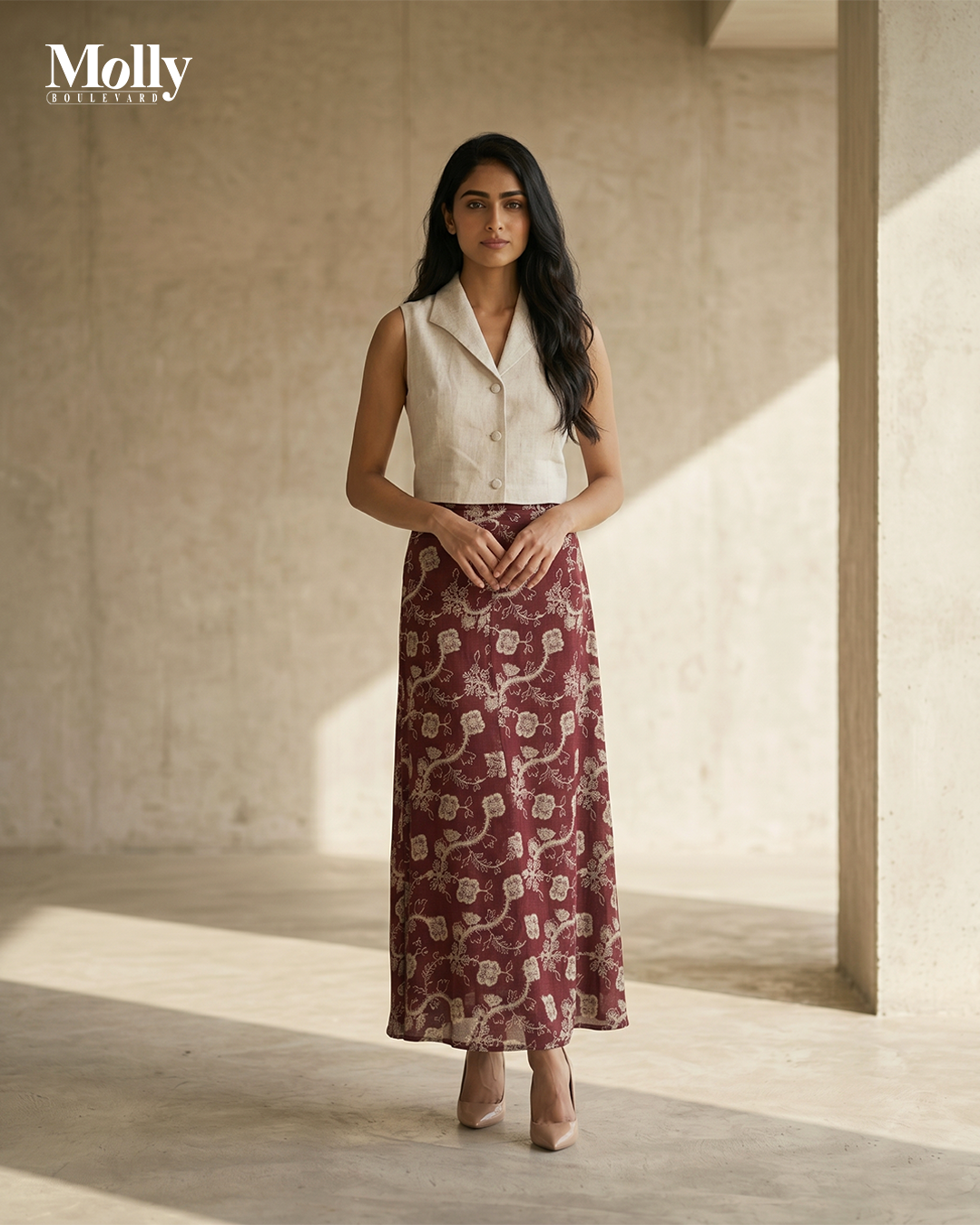 Embroidery wrap skirt 