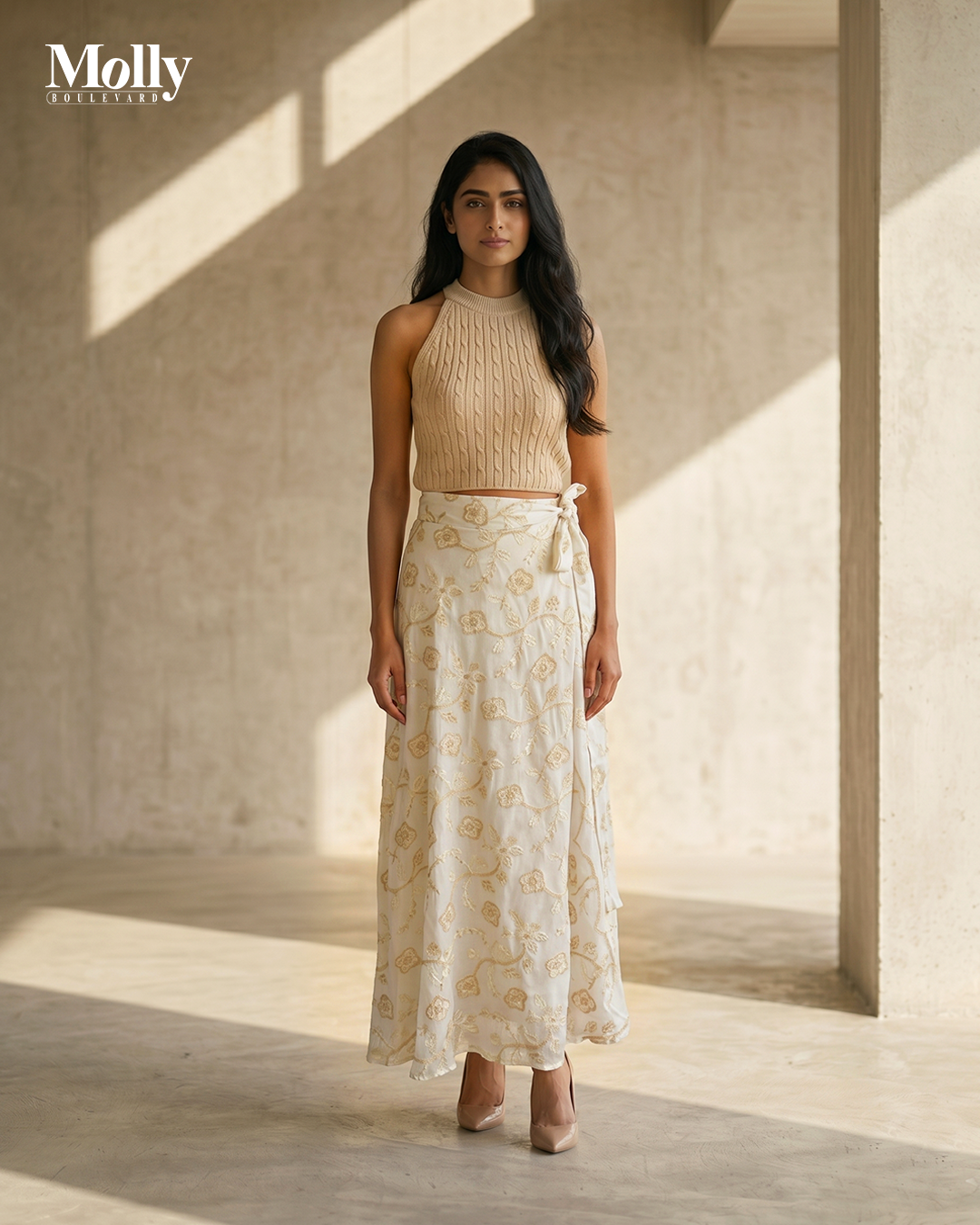Embroidery wrap skirt 