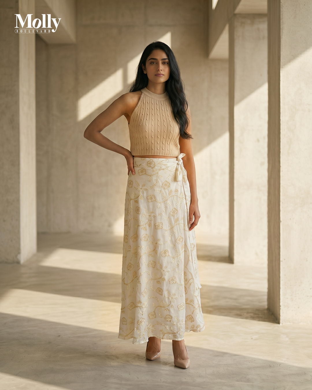 Embroidery wrap skirt 