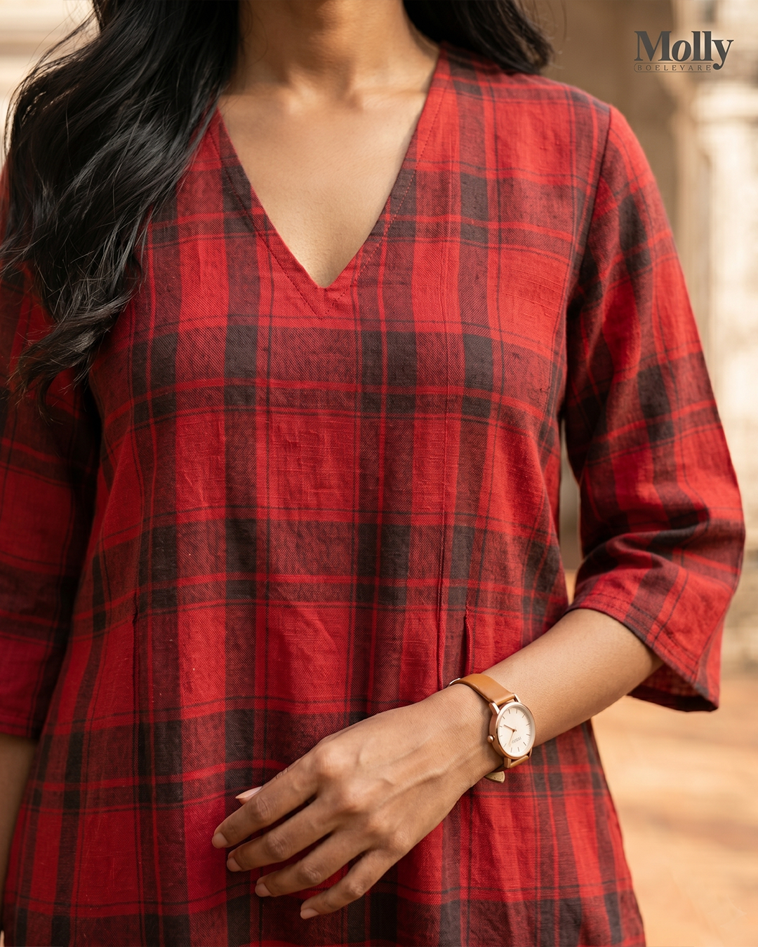 Red check dress
