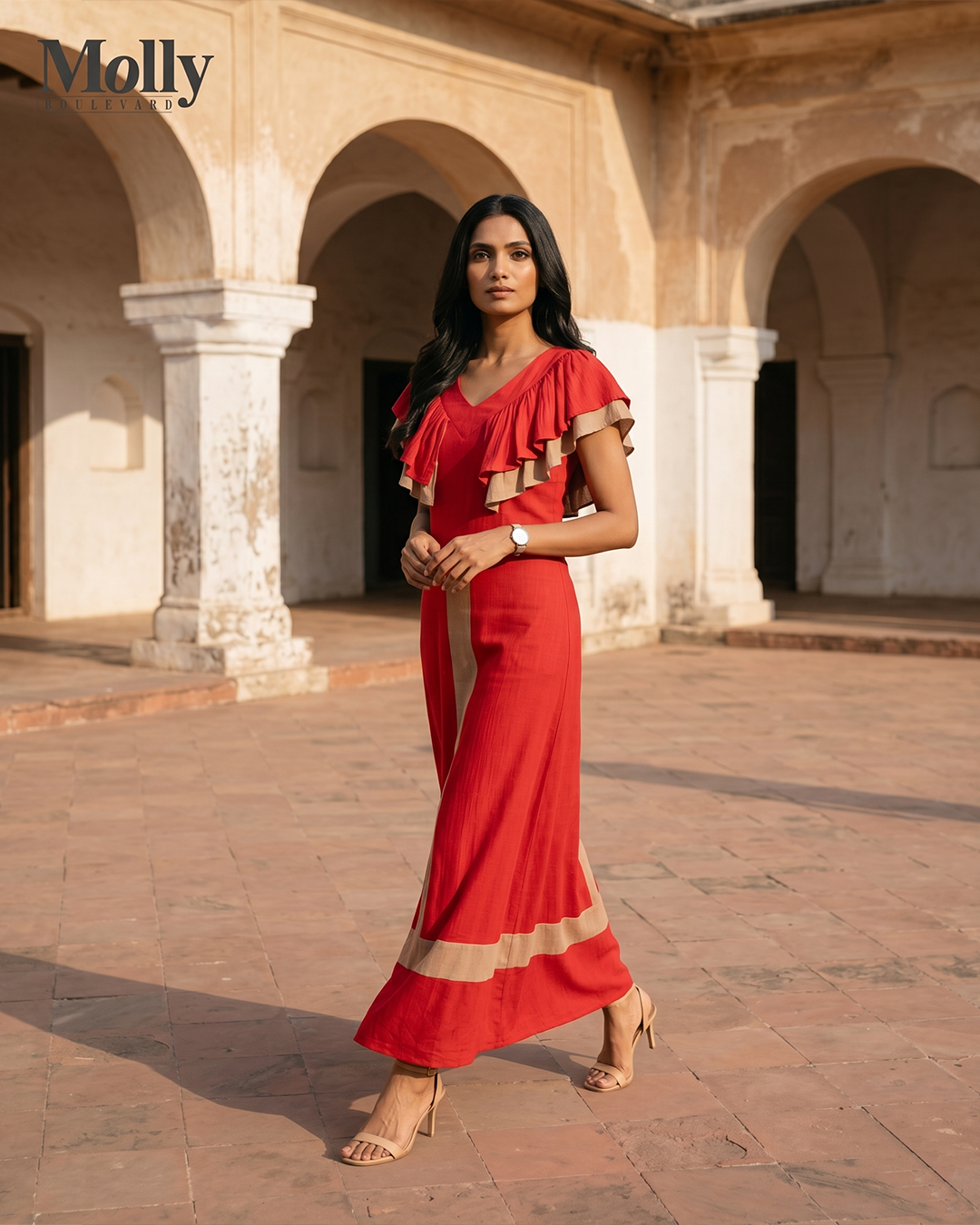 Contrast creep dress 