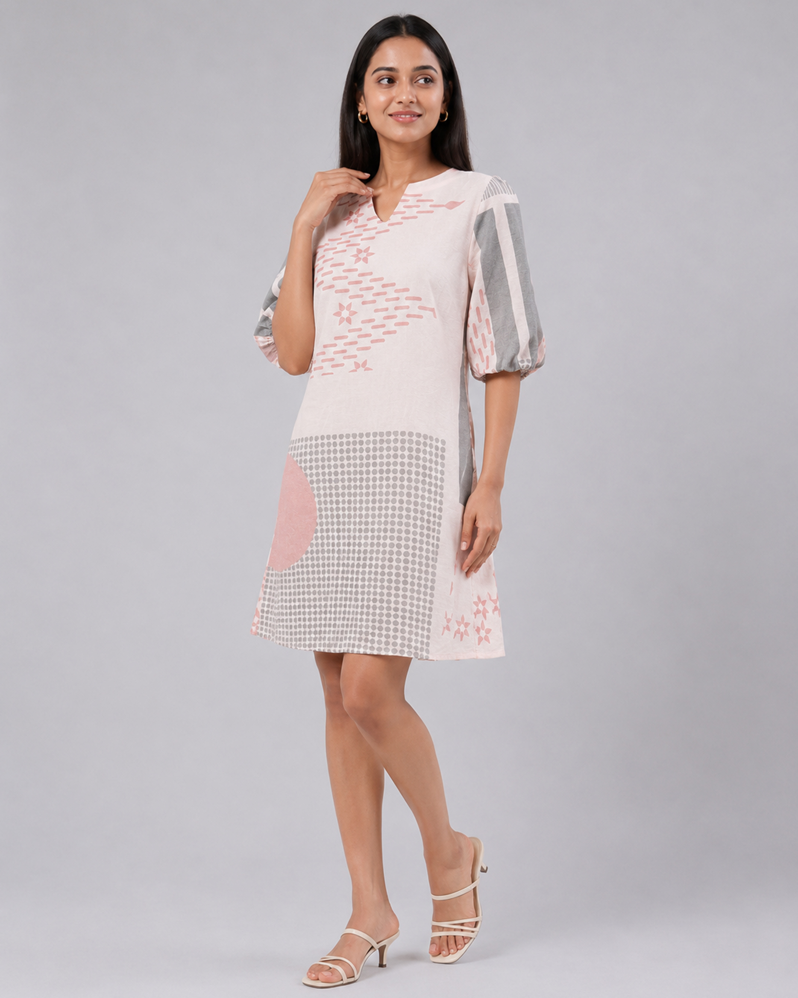 V neck Abstract Dress