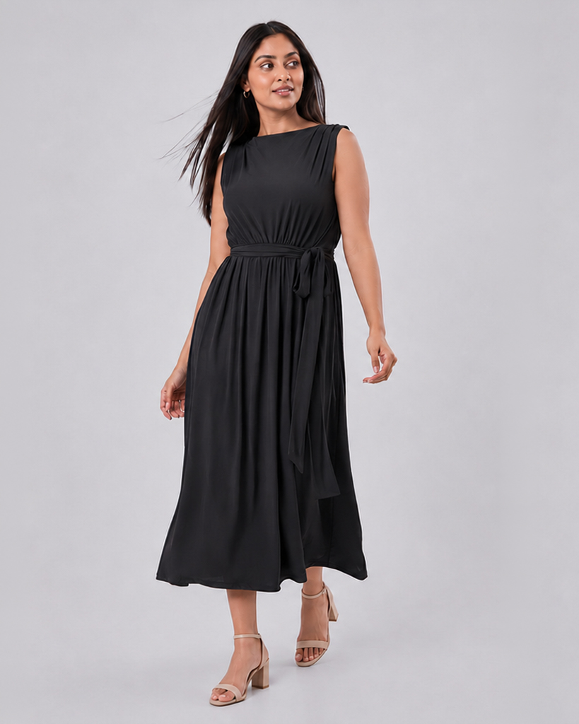 Shoulder Pleet Dress